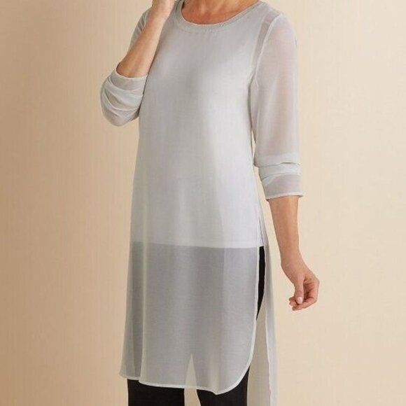 NEW Soft Surroundings Relaxed Elegance Tunic Light Grey Women's Medium NWT - Picture 1 of 5